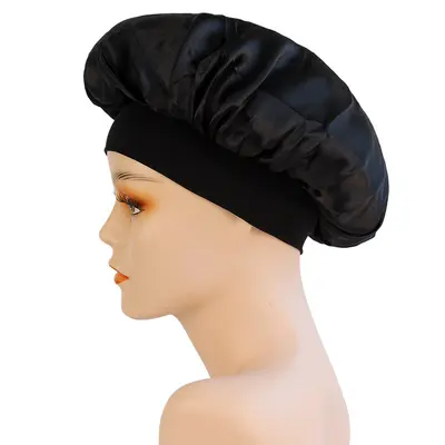 Women's Satin Chemo Sleep Cap, Wide-Brim Stretch Knit Hat