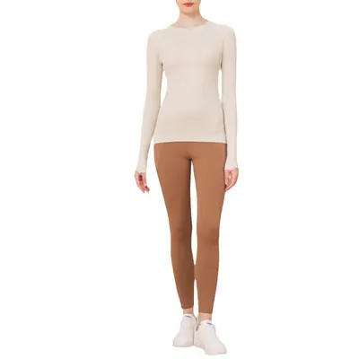 Women's Seamless Long Sleeve Yoga Top with Thumb Holes, Autumn Fitness Wear - 6
