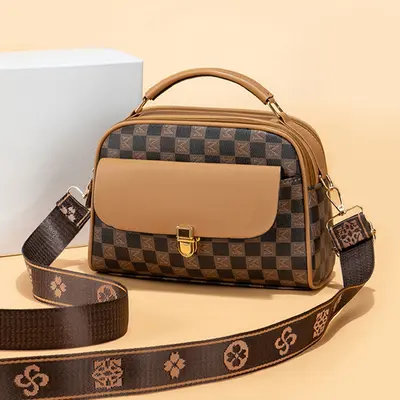 Schlichte große Damen-Schrägumhängetasche, Retro-Stil - 13