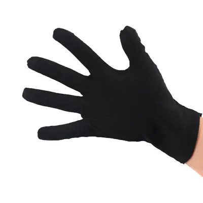 Black Cotton Gloves, Sweat-Absorbent, Thickened, for Handling Jewelry and Collectibles
