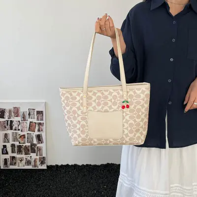 Klasik Fermuarlı Alışveriş Günlük Gidiş Dönüş Uyumlu Tek Omuzdan Taşınan El Çantası Tote Çanta Büyük Kapasiteli Çok Renkli Seçenekli