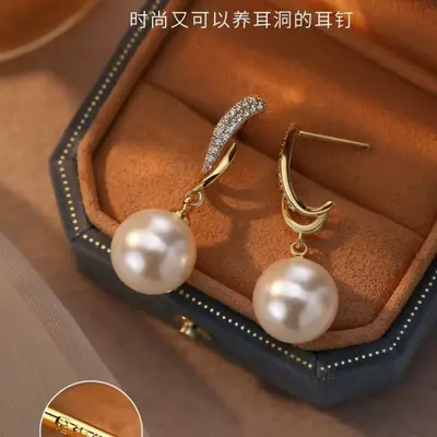 925 silver pearl stud earrings - 2