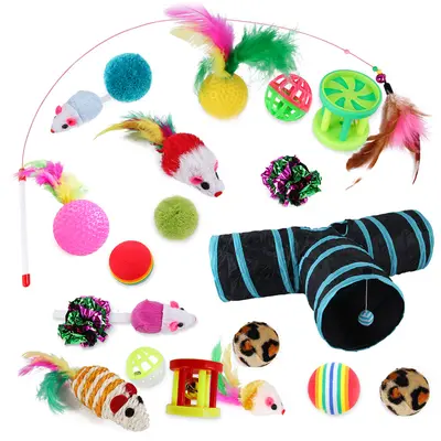 21-Piece Cat Toy Combination Set with Cat Wand Teasers and Assorted Cat Supplies - 6