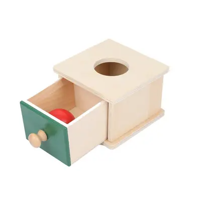Holz Montessori Lernmaterial Textilpauke Kinder Frühförderung Lernspielzeug Montessori Münzwurf Kugelschublade Zielbox - 8