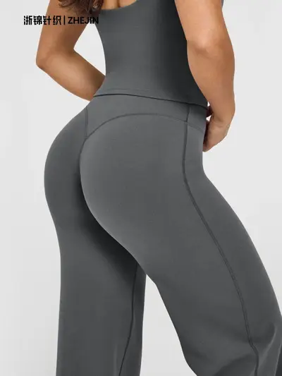 Damen-Outdoor-Freizeithose mit geradem Bein, weite Yogahose - 5