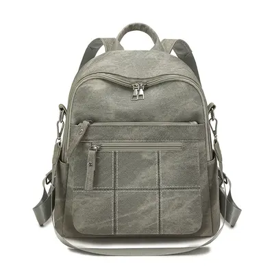 Women's Minimalist Patchwork Backpack, Large Capacity, Preppy Style - 10