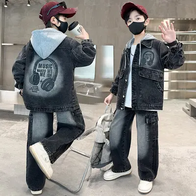 Frühlings-Jungen-Langarm-Zweiteiler-Set 2026, lockere Passform, Streetwear
