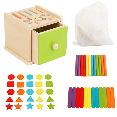 Wooden sorting box, children's educational toy, shape color matching