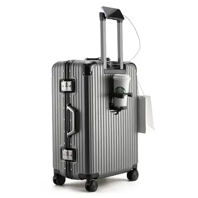 Aluminum Frame Trolley Suitcase with Combination Lock, Silent Wheels - 5
