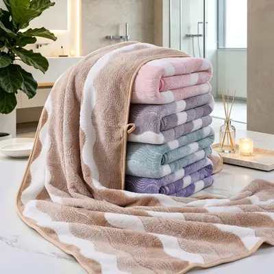 Coral fleece towel set, thick and quick-drying - 2
