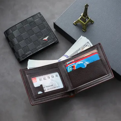 Men's Slim Short Wallet, PU Leather, Modern Business Style - 3