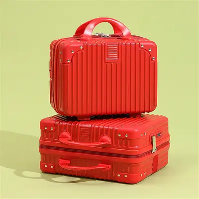 Neujahrsgeschenkbox Rot Handkofferchen 14 Zoll Kosmetikkoffer Mini-Reisekoffer Reiseandenken Kleiner Zahlenkombinations-Koffer - 2