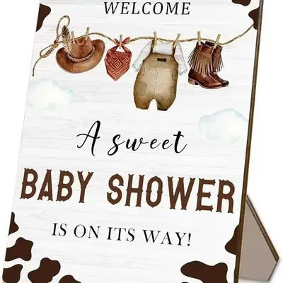 Holz-Fotorahmen Baby-Dusche Taufe Party-Spiele Schild-Set Dekorative Geschlechtsoffenbarung Party-Deko Holzschild