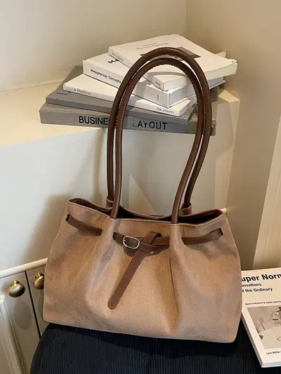Leopar Desenli Kadın Tote Çanta, Koltuk Altı Model, Büyük Hacim - 3