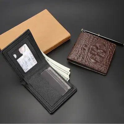 Men's Crocodile Pattern Leather Wallet, Large Capacity, Multi-Card Slots - 3