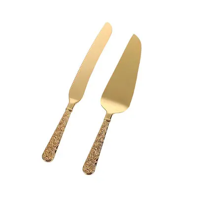 Pasta kesme bıçağı ve kürek seti altın tasarım - 6