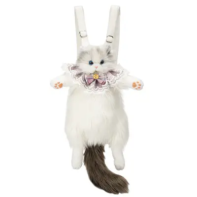 Cat Plush Backpack, Realistic Cat Design, Cute Birthday Gift - 6