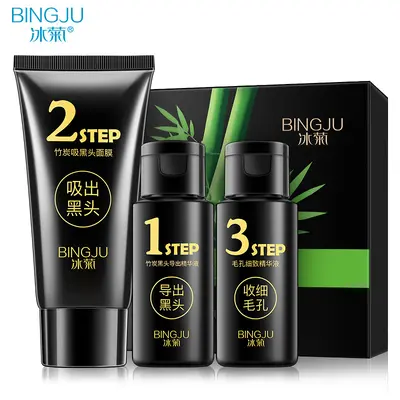Buz krizantem bambu kömürü siyah nokta giderici ve gözenek küçültücü set, soyulabilir burun maskesi, burun bandı, gözenek küçültücü cilt bakım ürünleri
