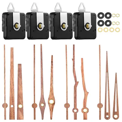 DIY Silent Wall Clock Movement, Long Shaft Sweep Second Hand, 4 Models with Walnut Wood Ha - 7