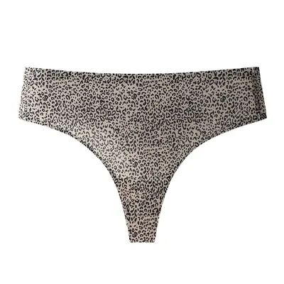 Plus Size Seamless Leopard Print Women's Thong, Low-Rise, Beach - 10