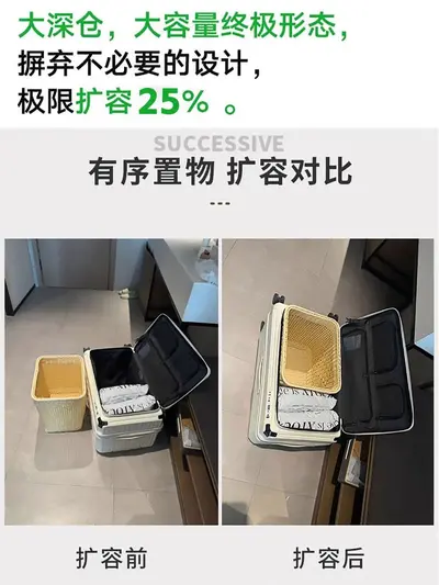 Side-Opening 5-Wheel Suitcase, Expandable, Large Capacity, Durable - 3