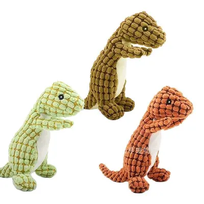Peluş Dinozor Köpek Oyuncağı, Sesli, Isırmaya Dayanıklı