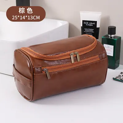 Retro PU Cosmetic Bag, Large Capacity, Waterproof, Hangable - 9
