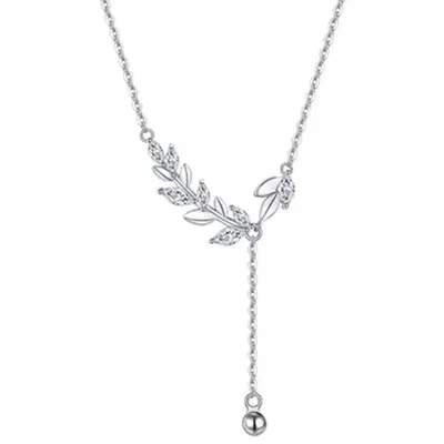 S999 sterling silver wheat tassel necklace with clasp chain