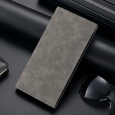 Ultra-Thin Long Men's Wallet with Multiple Card Slots, PU Leather - 8