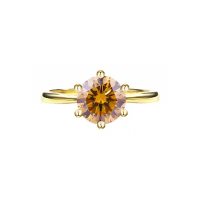 925er Sterlingsilberring, mit 18K Gold überzogen, Moissanit mit sechs Krallen - 12