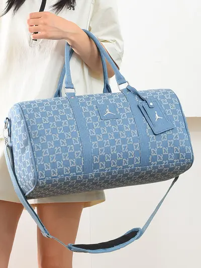 AJ Checkered Gym Bag, Large Capacity, Crossbody - 3
