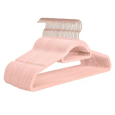 Non-Slip Flocked Plastic Clothes Hanger, Wet and Dry Use, Seamless Household - 10