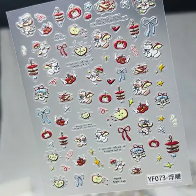 苹果喵 指甲贴纸5D浮雕薄韧贝壳光蝴蝶美甲贴纸定 制饰品工厂批发 - 5