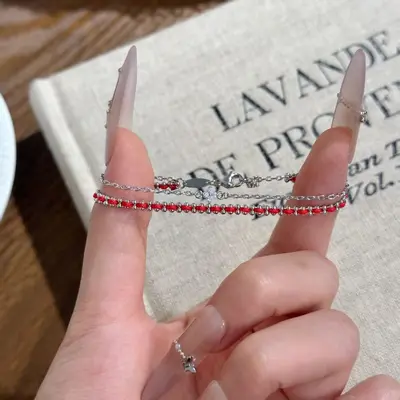Koreanisches Zirkonia-Weinrebe Doppelreihiges Armband für Damen