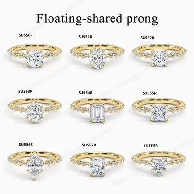 Moissanit-Ring 1-5 Karat, S925 Sterlingsilber, 18K vergoldet