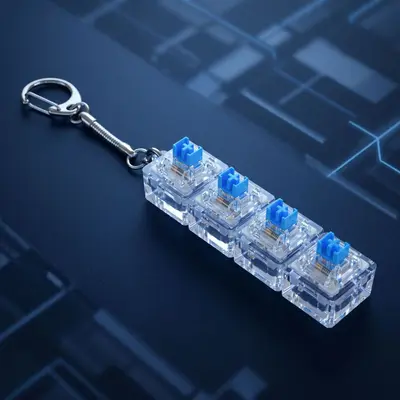 PC9键机械键盘减压按键指尖玩具解压钥匙扣试轴器LED灯透明底座 - 12