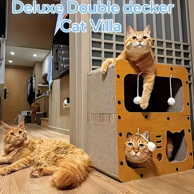 Modular Cat Bed with Scratching Board and Climbing Frame - 2