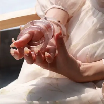 Ahududu renkli cam yeşim bilezik, 8mm çubuk - 5
