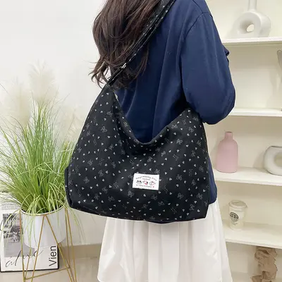 Korean-Style Floral Dumpling Shoulder Bag, Large Capacity - 2