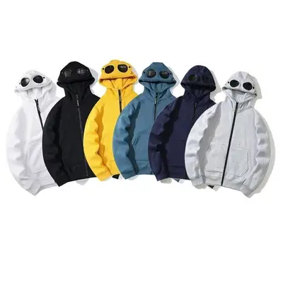 Unisex Zip-Up Hooded Sweatshirt, Autumn Winter, Round Lens CP Glasses Design