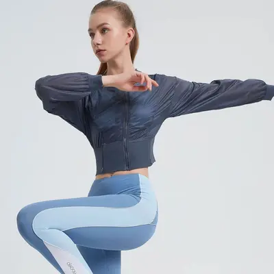 瑜伽外套 拉链连帽速干健身上衣 瑜伽服源头工厂 - 9