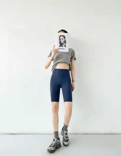Kadın Yüksek Bel Beş Çeyrek Koşu ve Yoga Taytı, Nefes Alabilen, Yüksek Elastik - 11