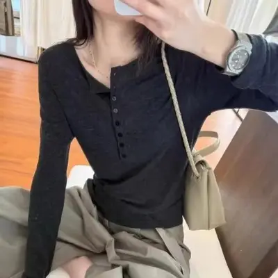 Kadın Düz Renk Yarım Fermuarlı Uzun Kollu T-Shirt, Büyük Beden, Bol Kesim