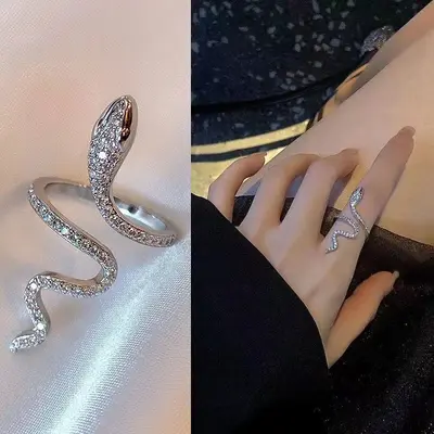 Schlangen-förmiger verstellbarer Ring für Damen, minimalistisches Design
