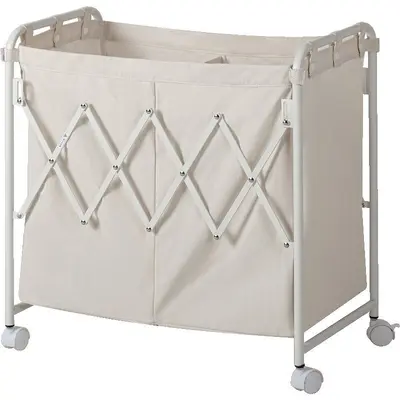Foldable Two-Compartment Rolling Laundry Basket