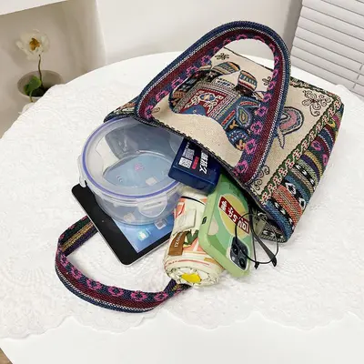 Damen-Einkaufstasche groß, bestickt, tägliche Stofftasche - 3