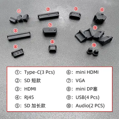 笔记本电脑防尘塞USB接口typec硅胶塞HDMI网口RJ45封口音频通用型