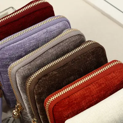 Quadratische Schmucktasche mit Quastenreißverschluss, tragbare Reisetasche
