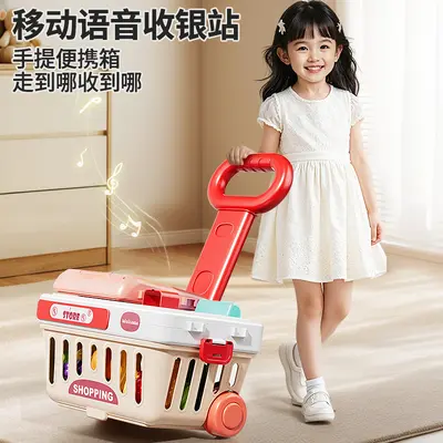 Kids Supermarket Cash Register Toy, Realistic Checkout Counter