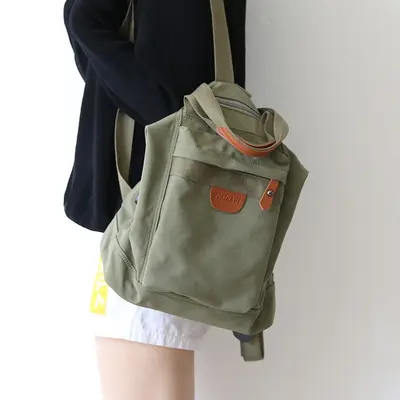 Retro Canvas Women's Backpack, Casual Schoolbag, Japanese Style - 3